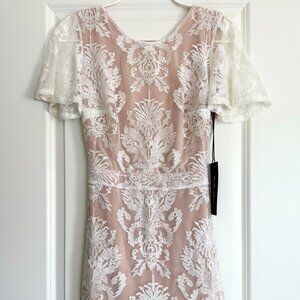 NWT For Love & Lemons San Marcos Ivory Floral Lace Open Back Dress Size Size S